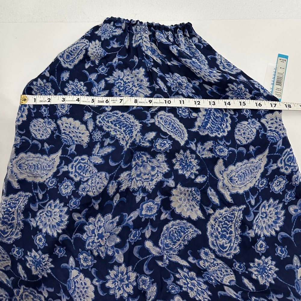 NWT Alice + Olivia Blue White Paisley Floral Silk Halter Y2K Top Blouse Medium - Picture 14 of 16